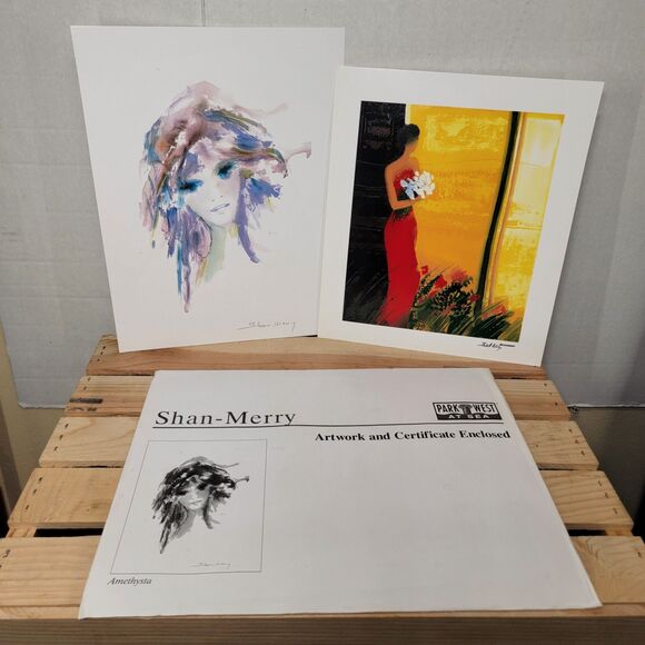 Shan-Merry 2005 Artwork: Amethysta Seriolithograph w/ COA & Artist Bio- 2 Prints - Picture 1 of 7